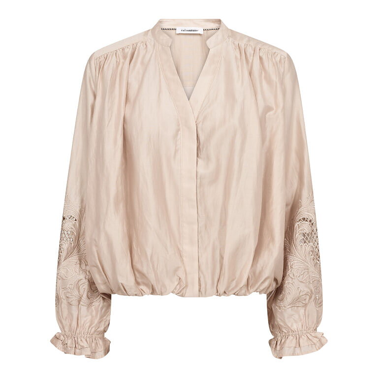 Blus Melin brodyrärmar champagne