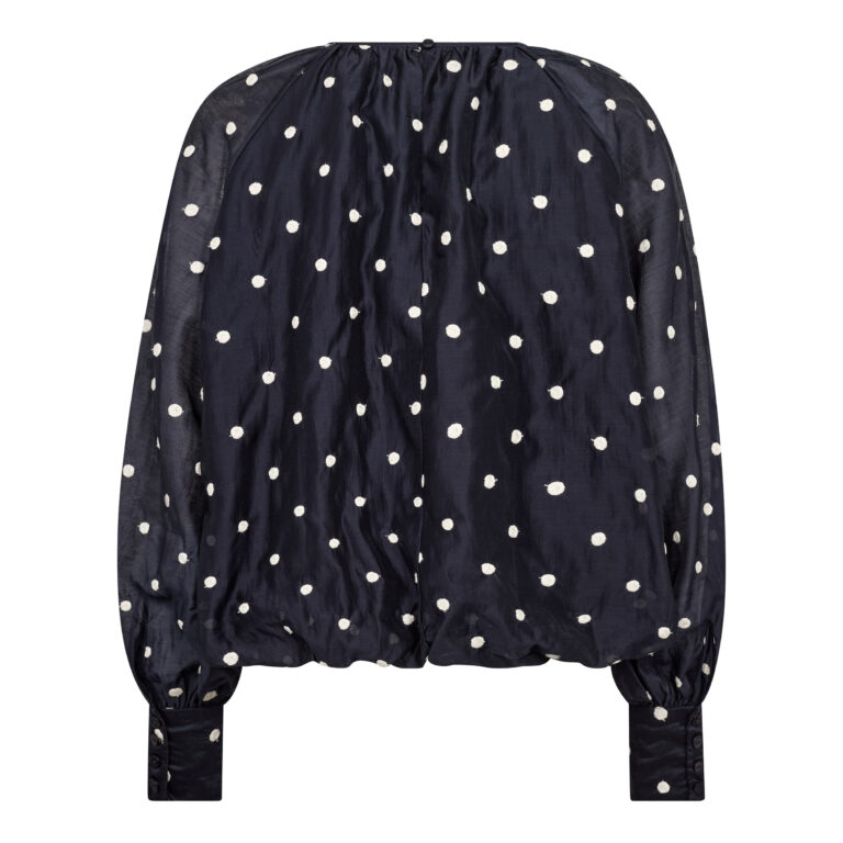 Blus Dita ballongärm prickig blå/vit - 3