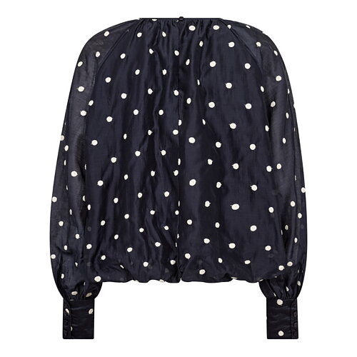 Blus Dita ballongärm prickig blå/vit - 3