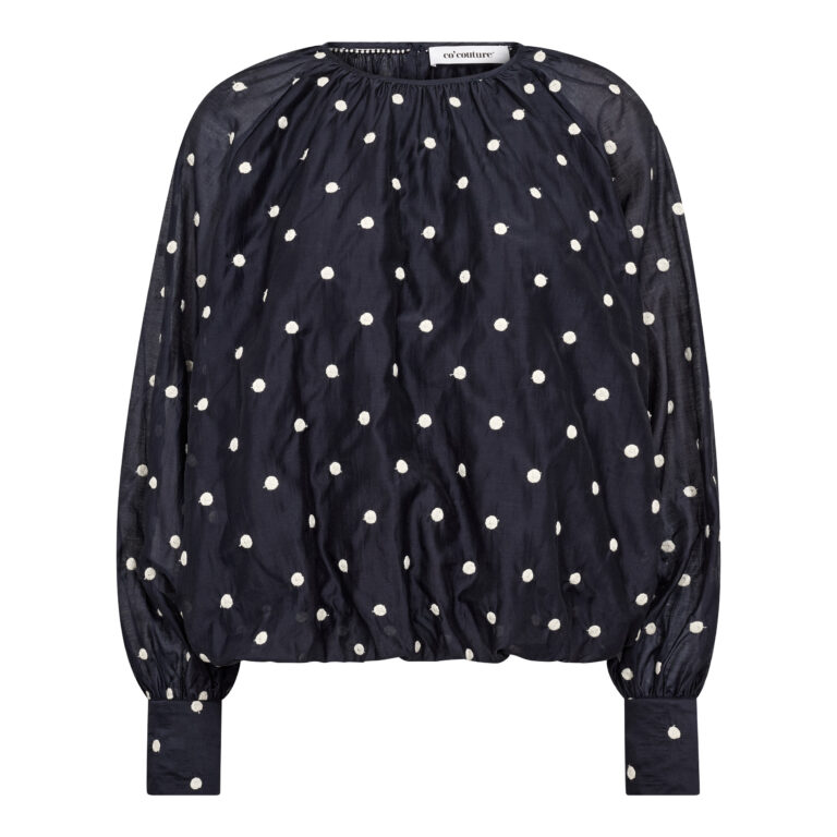 Blus Dita ballongärm prickig blå/vit - 2