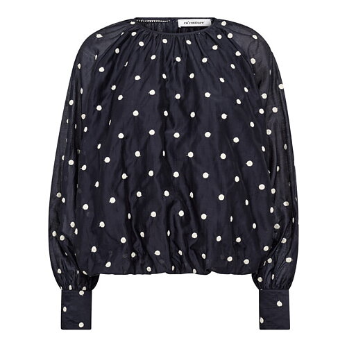 Blus Dita ballongärm prickig blå/vit - 2
