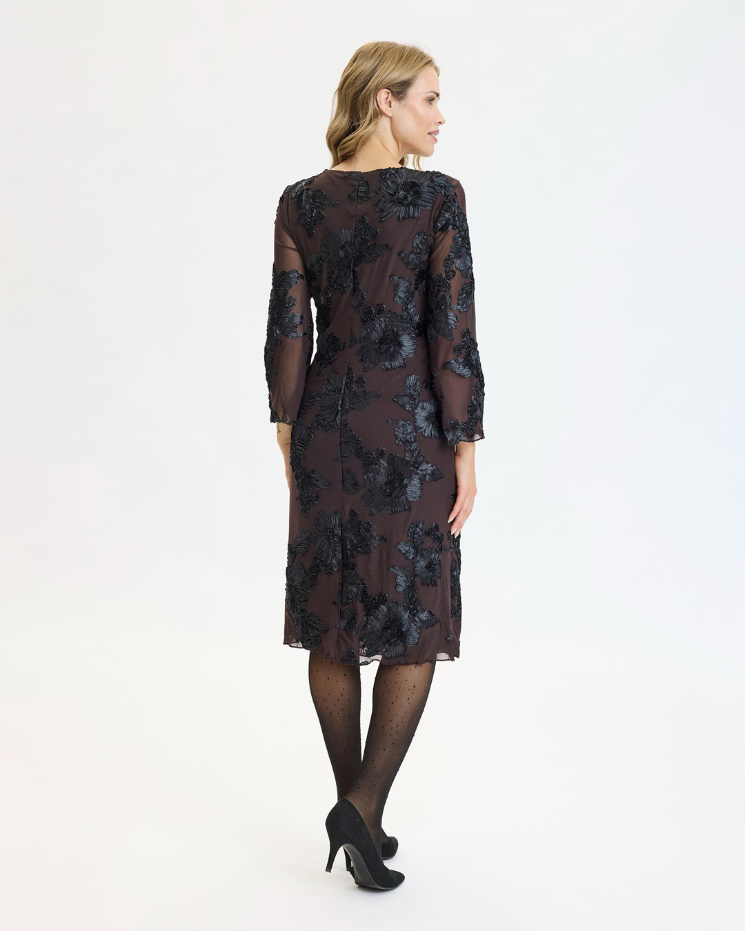 Klänning Cadeau blommig svart/brun - 4