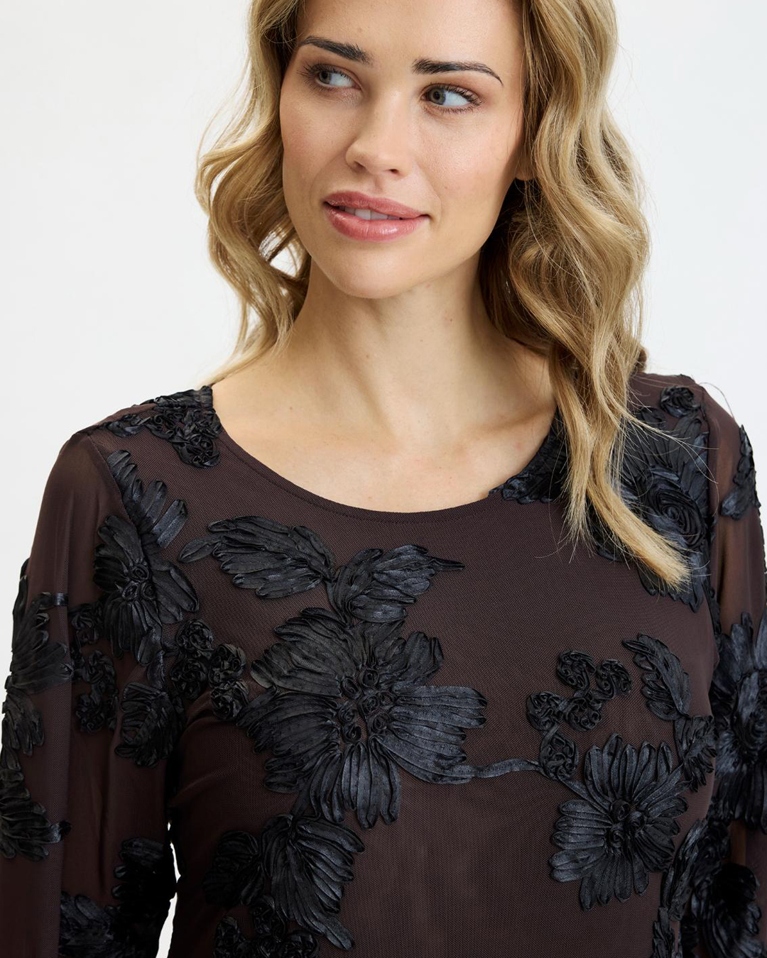 Klänning Cadeau blommig svart/brun - 5