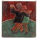 Lars Bergsten (1990) Relief Wall Plaque with Dancing Couple Motif 18 cm
