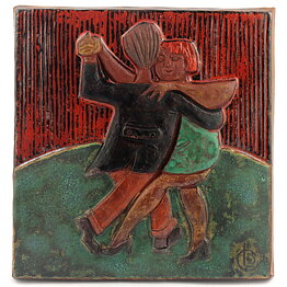 Lars Bergsten (1990) Relief Wall Plaque with Dancing Couple Motif 18 cm