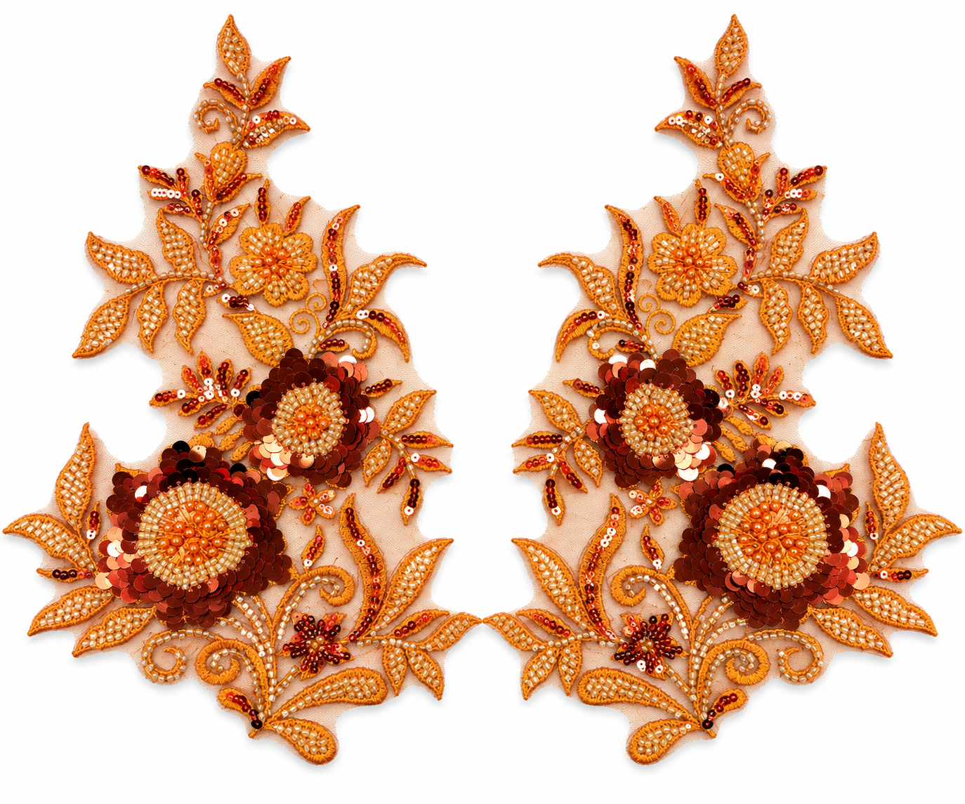 SPETS- PÄRL- & PALJETTAPPLIKATION - orange - 2