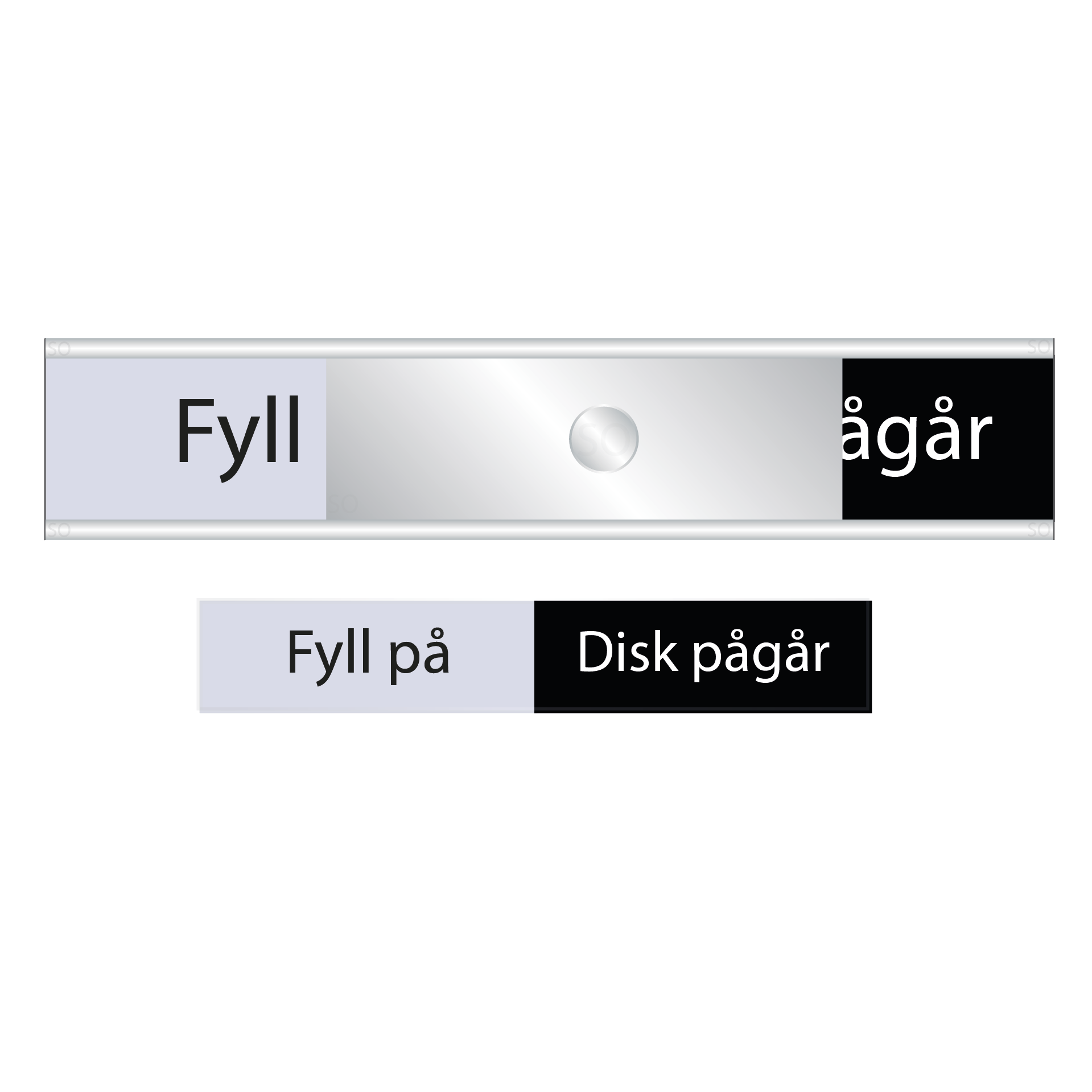 Diskmaskinsskylt - Fyll på / Disk pågå | Statusskylt Grå/Svart