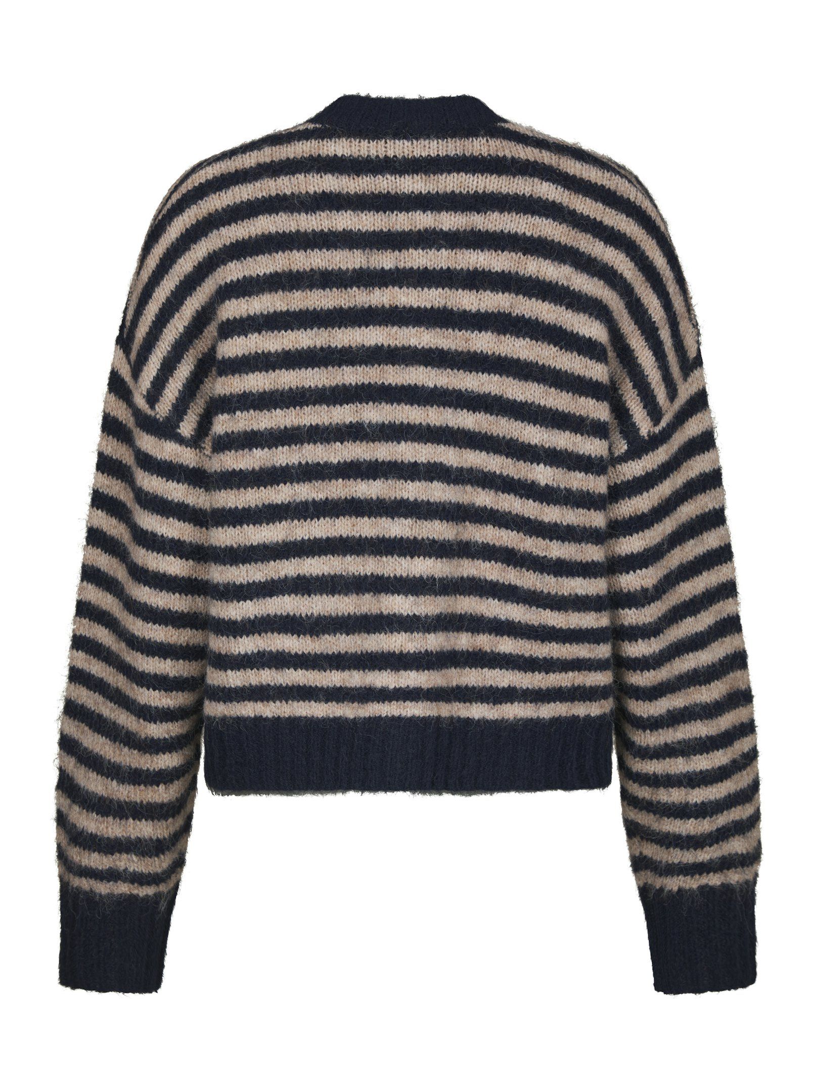 Neo Noir  - Isana Stripe  Fluffy Knit Cardigan Navy Striped - 9