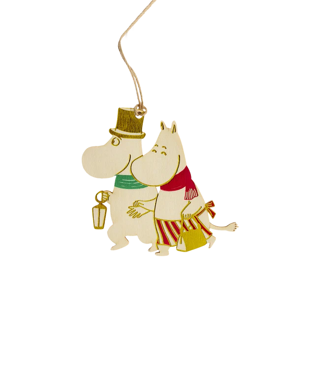 Moomin plywood Christmas decoration Moominmamma and Moominpappa 8,5 cm