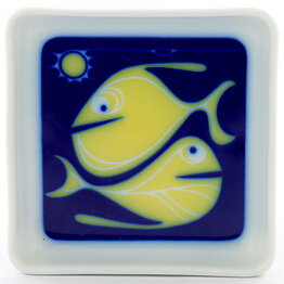 Sigrún Guðjónsdóttir (1970s) Bowl with Yellow Stylistic Fish Decor 10 cm