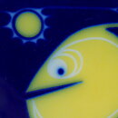 Sigrún Guðjónsdóttir (1970s) Bowl with Yellow Stylistic Fish Decor 10 cm