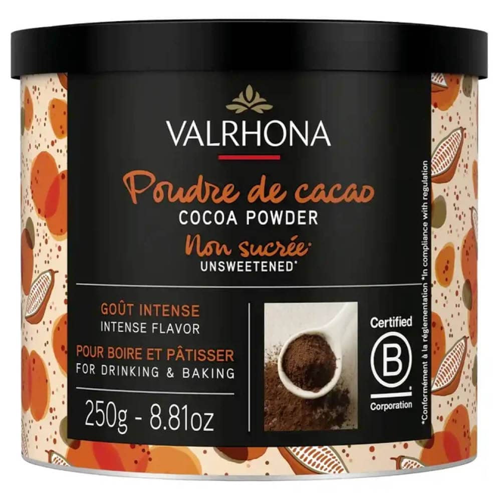 Cacao in polvere non zuccherato Valrhona 250 g – fronte della confezione