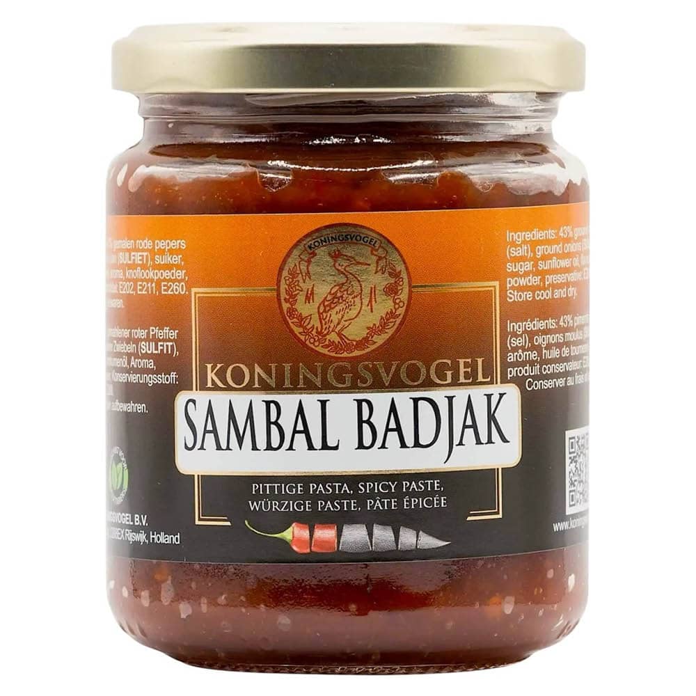 Koningsvogel Sambal Badjak 280 g, vasetto di pasta di peperoncino indonesiana piccante