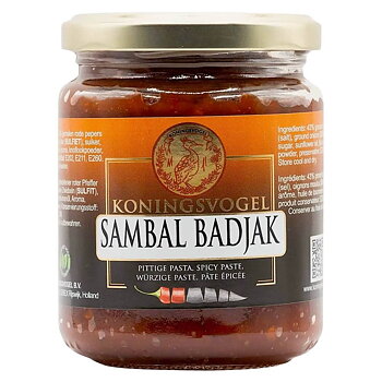 Koningsvogel Sambal Badjak 280 g, vasetto di pasta di peperoncino indonesiana piccante
