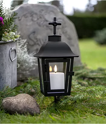 Blockljus / gravljus 10 cm vitt flamme