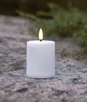 Blockljus / gravljus 10 cm vitt flamme