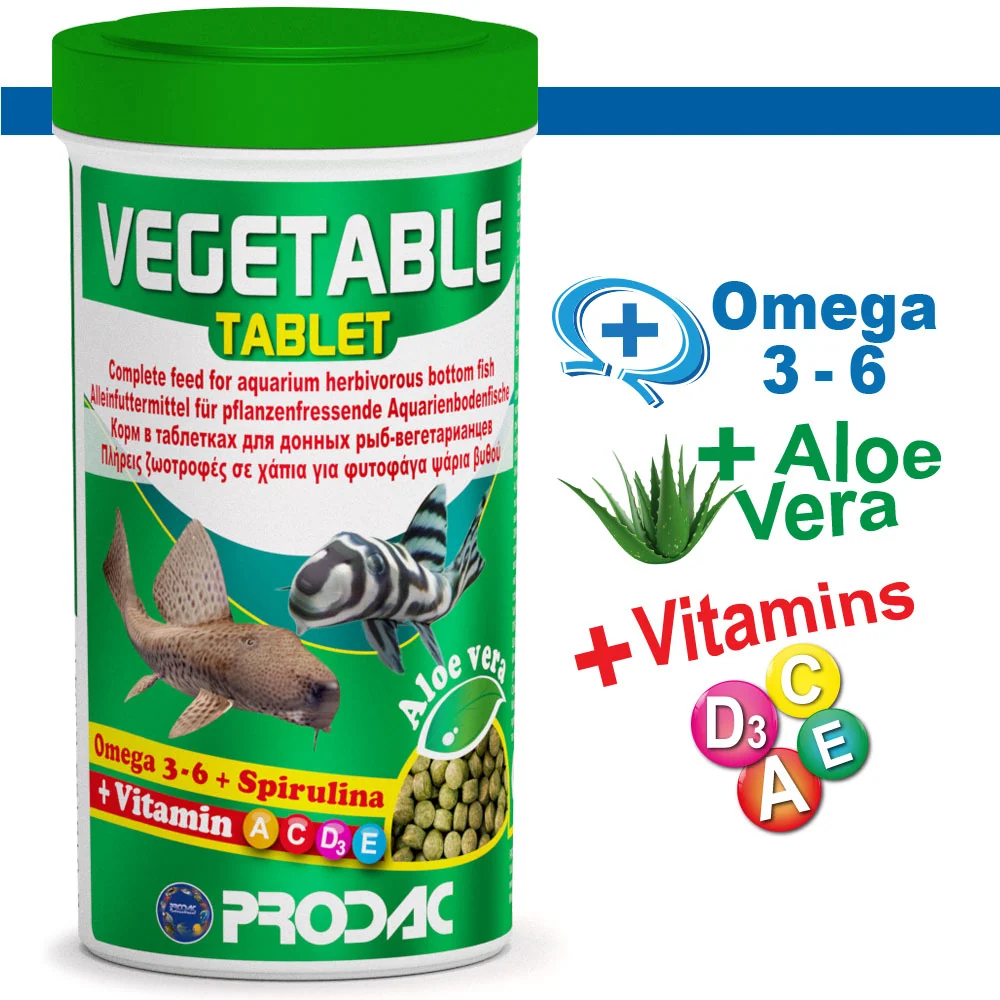 PRODAC Vegetable Tablet – vegetabiliskt tablettfoder för bottenfiskar 250ml/160g burk