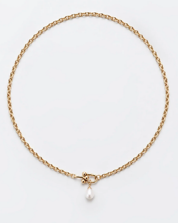 Droplet Pearl Pendant Necklace - Gold  - 3
