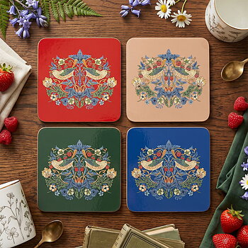 William Morris Strawberry Thief Mix - Glasunderlägg 4-pack