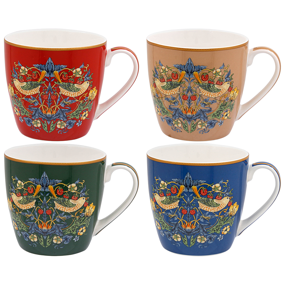 William Morris Strawberry Thief Mix - Frukostmugg - 4 olika färgställningar att välja bland