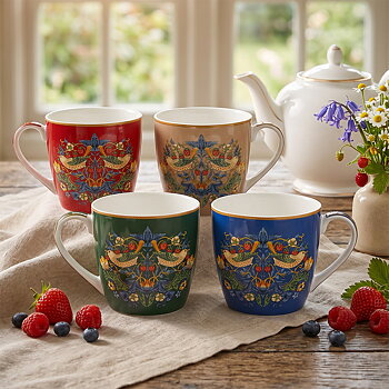 William Morris Strawberry Thief Mix - Frukostmugg - 4 olika färgställningar att välja bland