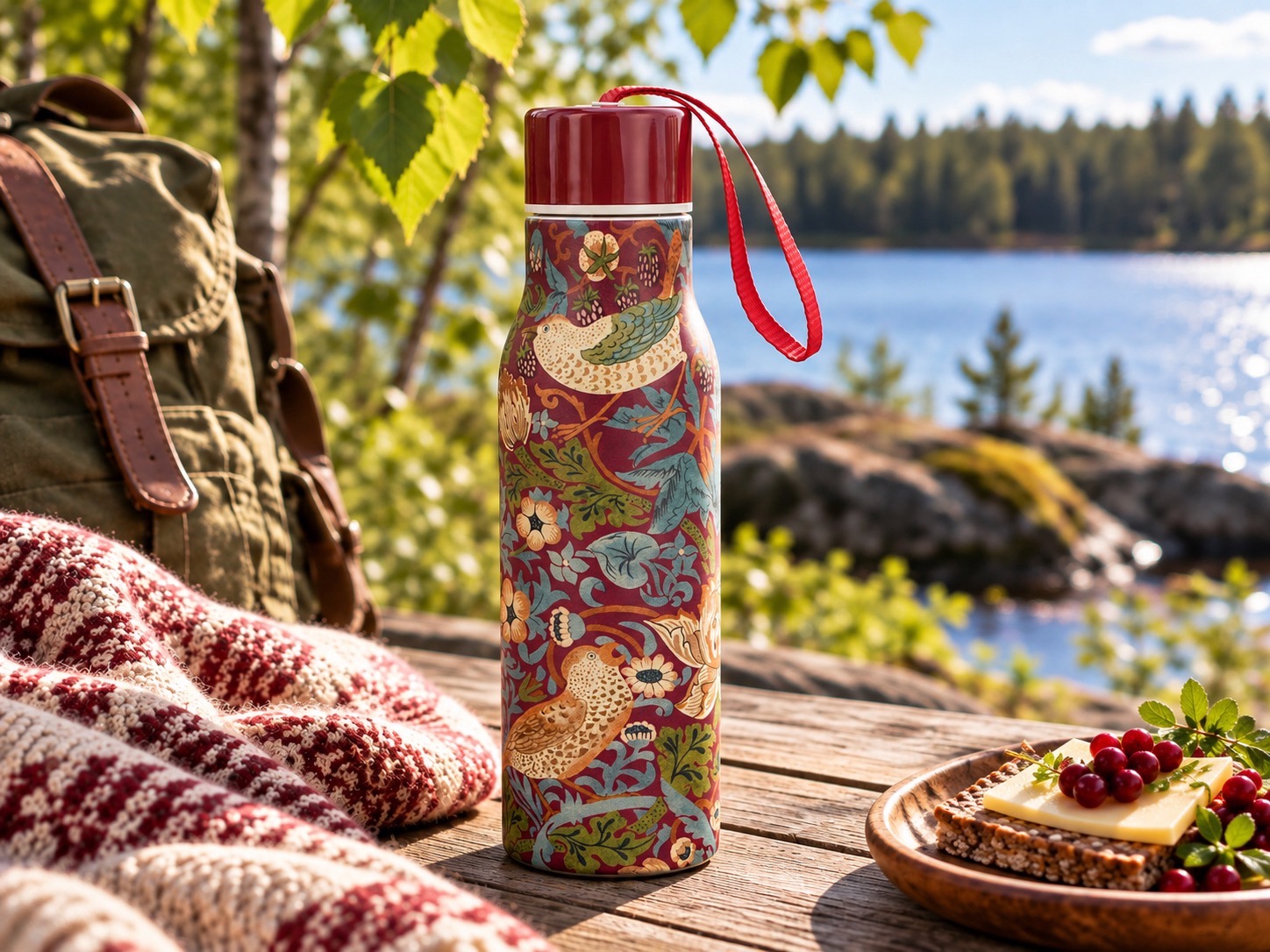 Stålflaska William Morris Strawberry Thief Red 0,5 liter (The Art Gallery) - 2
