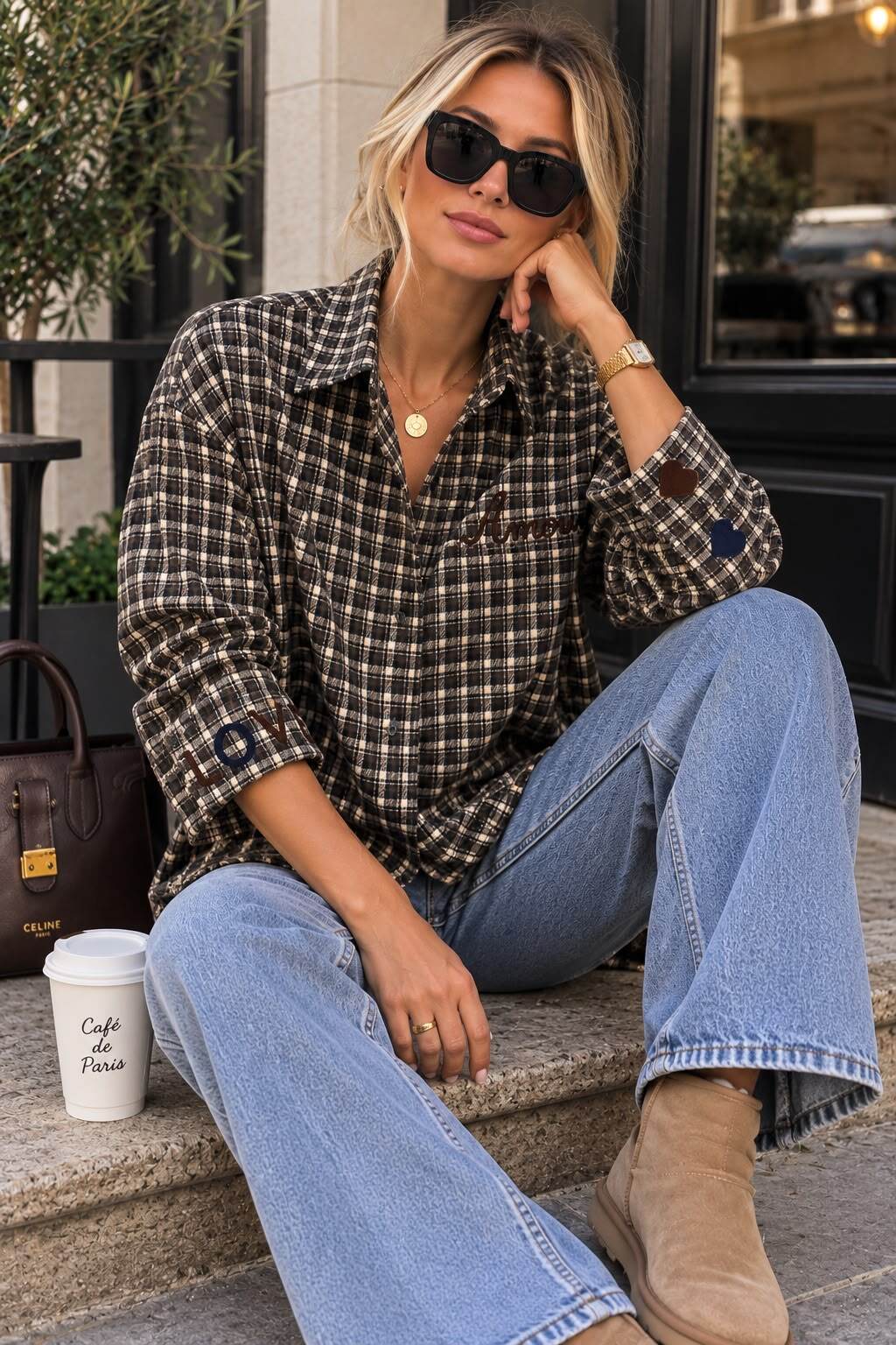 Shirt check Amour brown