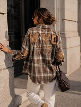 Shirt check New York brown