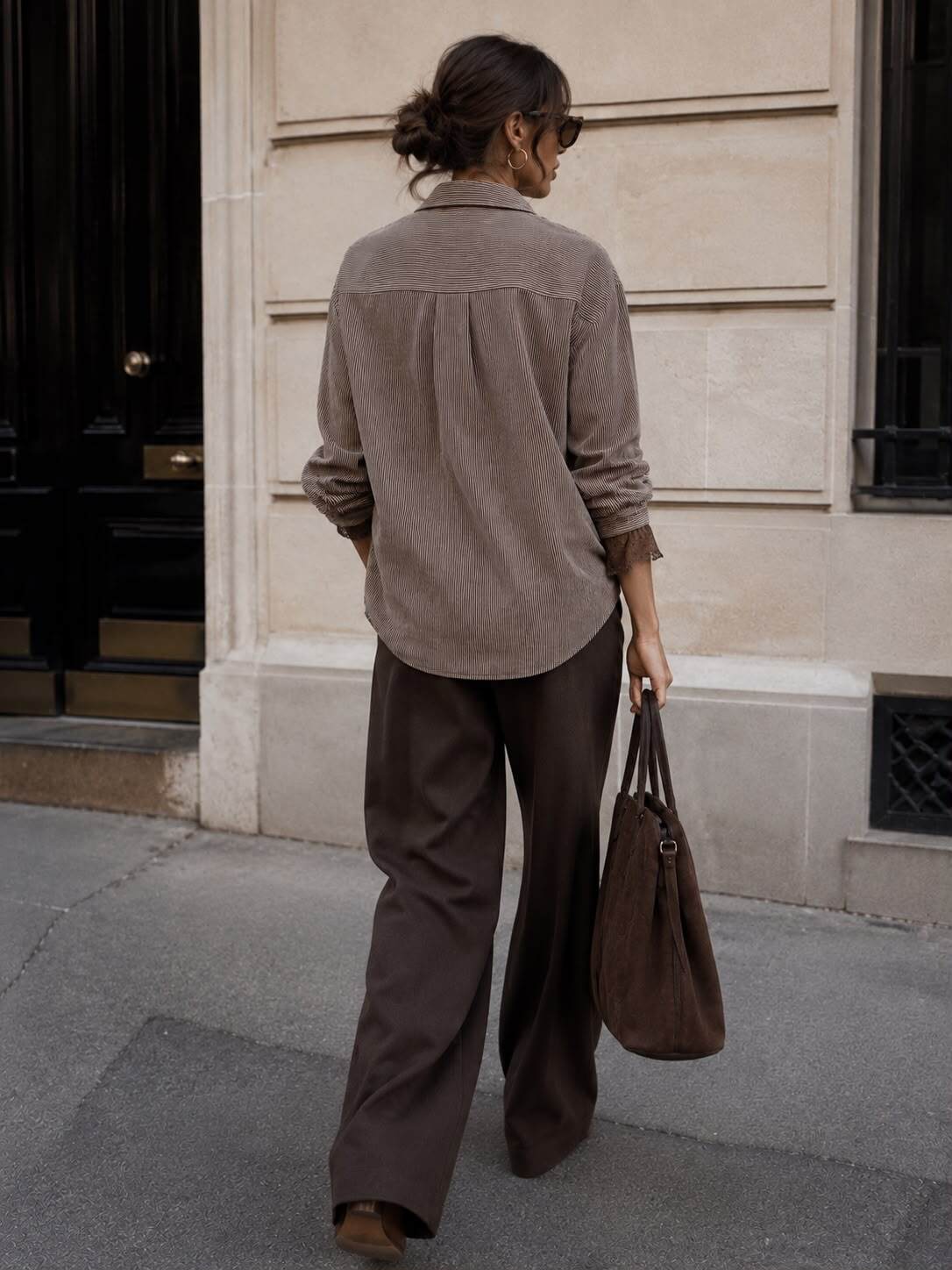 Shirt lace details brown - 4