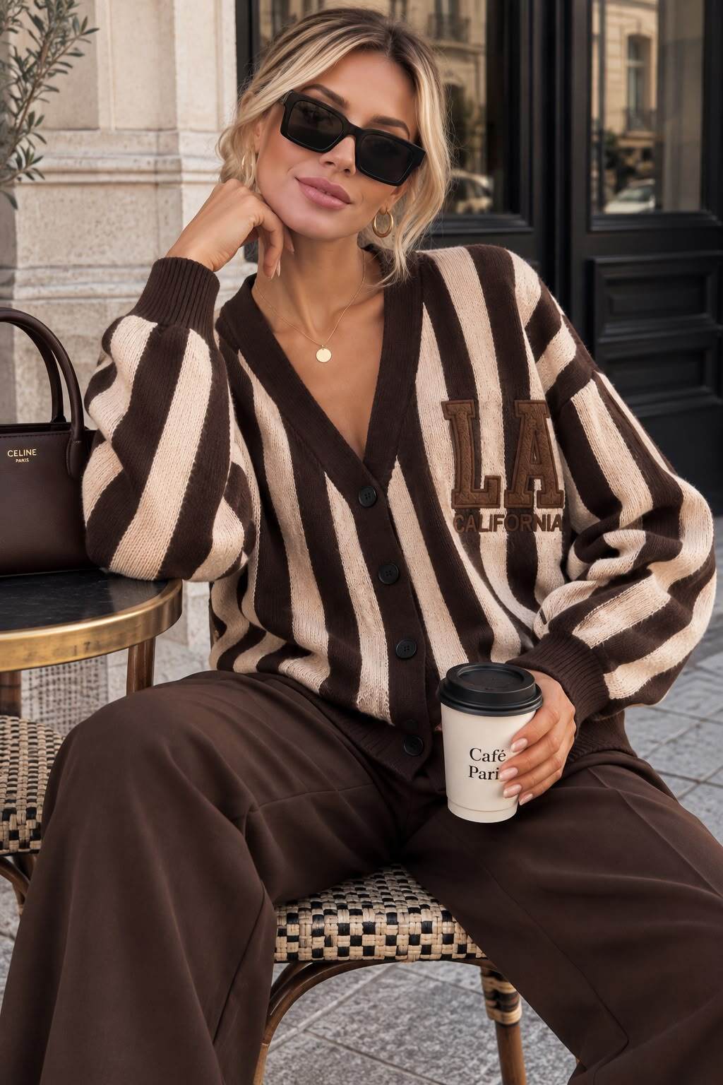 Knit cardigan LA brown - 2
