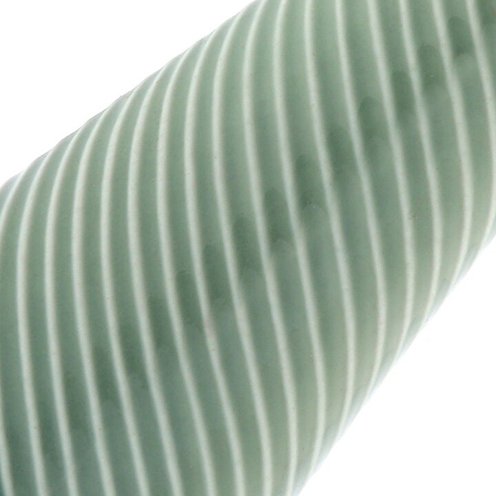 Stig Lindberg (Domino 1954) Green Cone Vase with Relief Decor 23 cm (Rare Color)