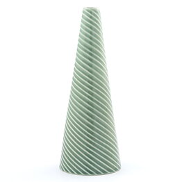 Stig Lindberg (Domino 1954) Green Cone Vase with Relief Decor 23 cm (Rare Color)