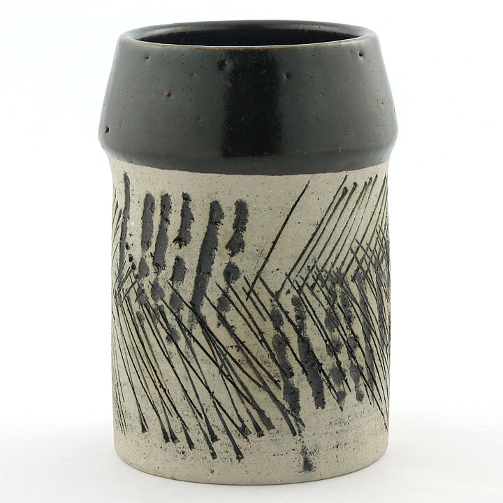 Lisa Larson (1960s) Unique Vase with Incised Abstract Decor 16 cm