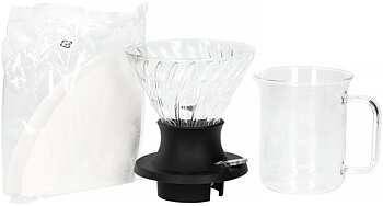 Hario Immersion Switch Coffee Dripper Server Set- - Filterhållare gjord i glas och silikon med glaskanna