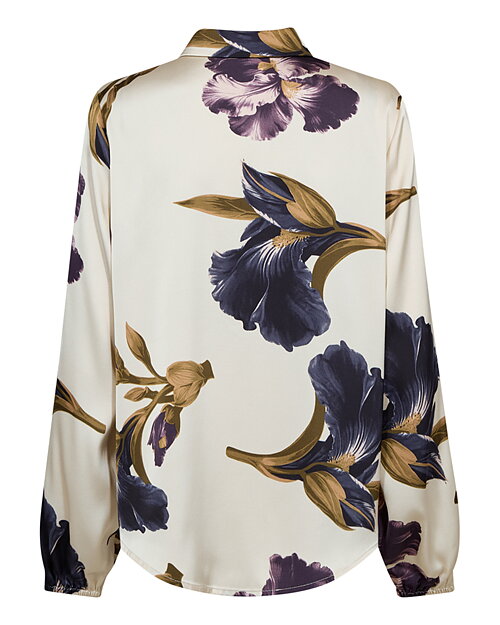 Blus Zila blå/lila blommor ljusbeige botten - 3