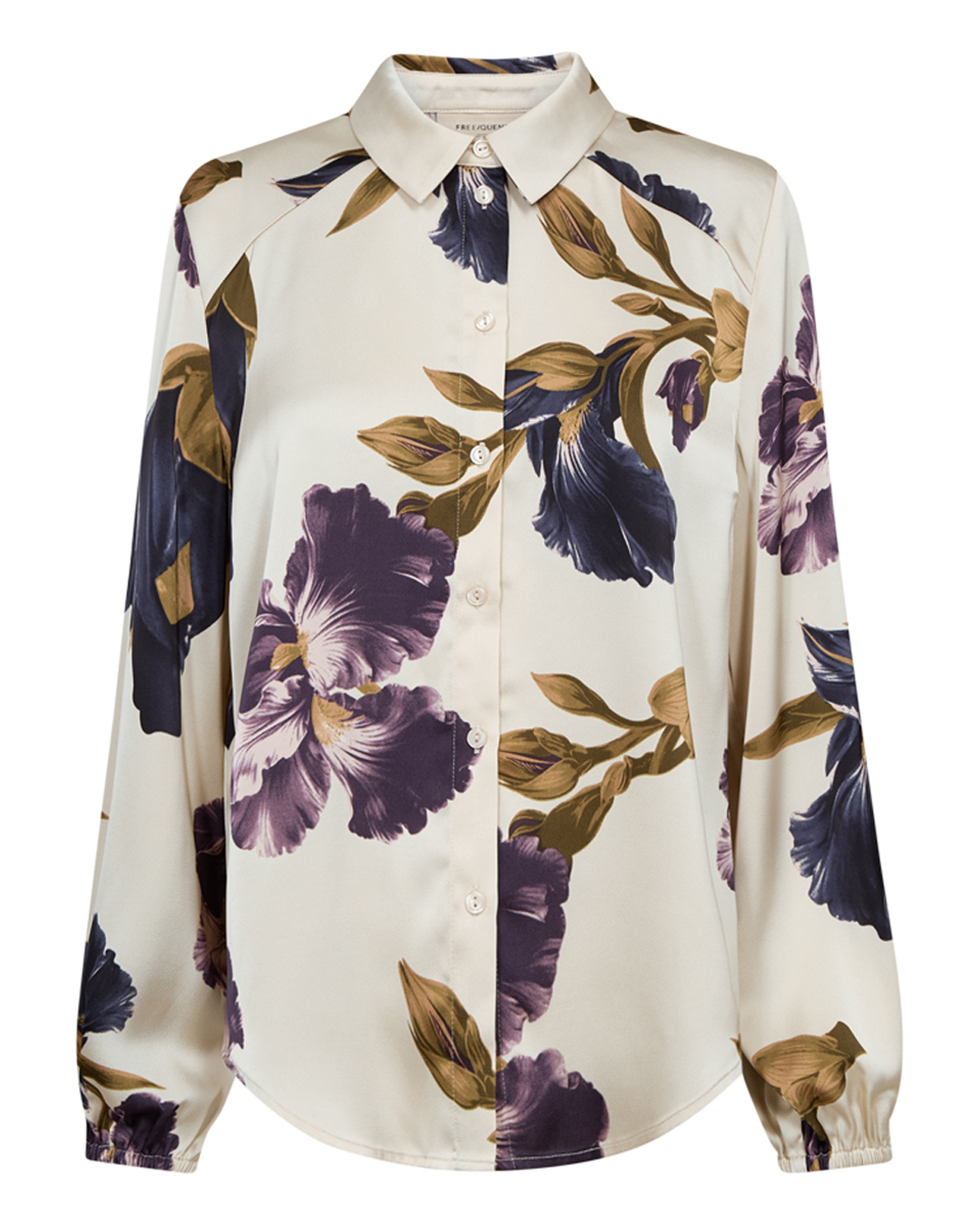 Blus Zila blå/lila blommor ljusbeige botten - 2