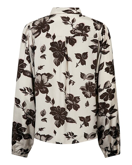Blus Mony blommönstrad beige/rosa/brun - 2