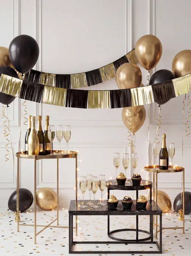 Girlang - Guld och Svart - Fransar