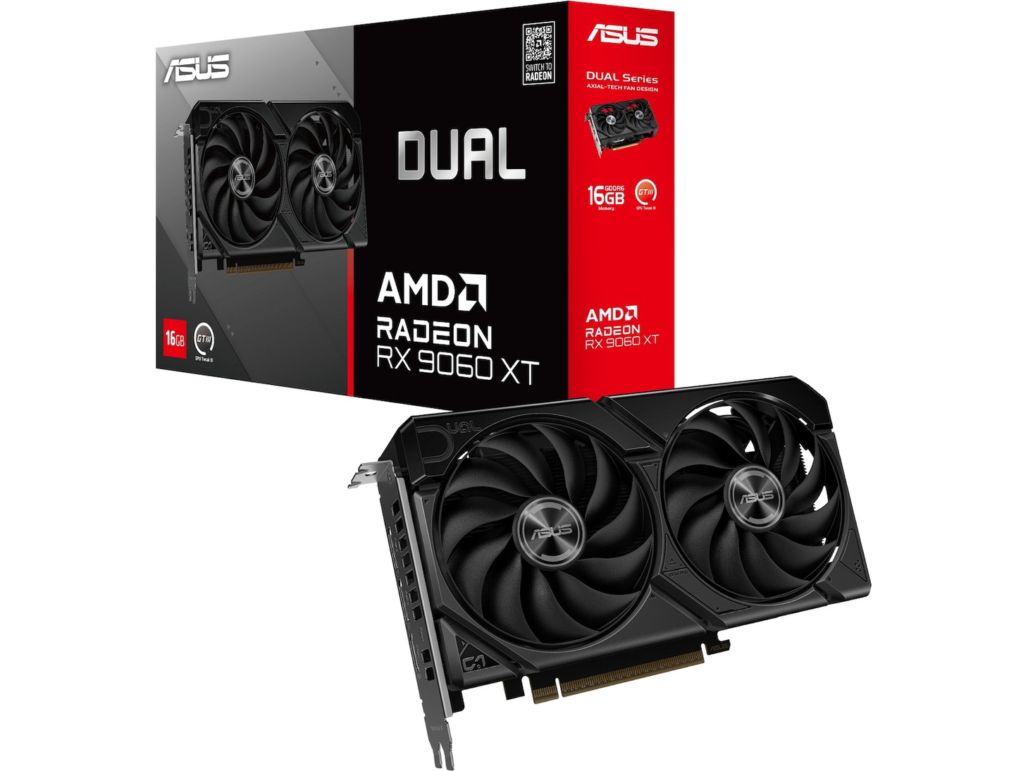 ASUS Dual Radeon RX 9060 XT Video kort, PCI Express 5.0, 16GB GDDR6  - Grafikkort