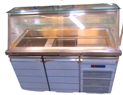 Rostfri salladsbar / kyldisk med glasdisplay