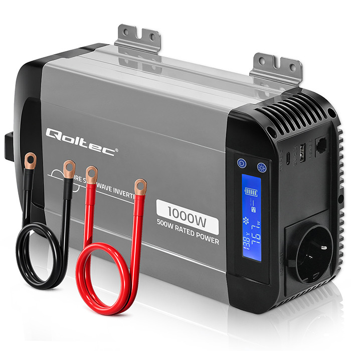 Omformare/Inverter 12V till 230V 500/1000W - Ren sinus - QOLTEC