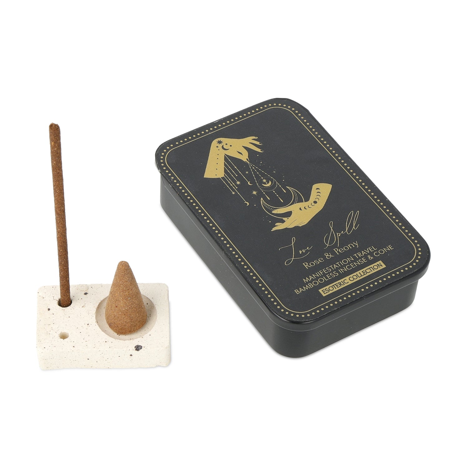 Incense Esoteric Collection Kärleksbesvärjelse och brännare i plåtlåda