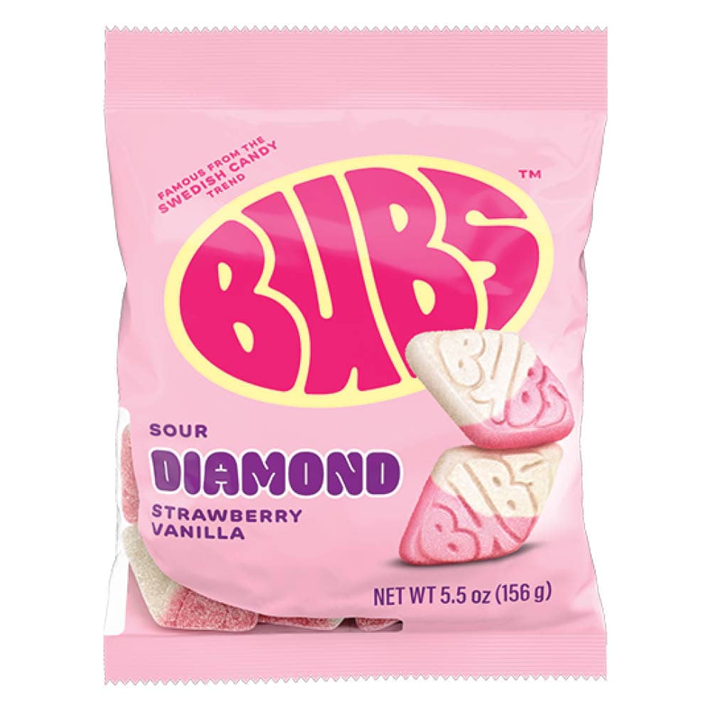 BUBS Strawberry Vanilla Diamond 155 g – Sour Swedish Candy