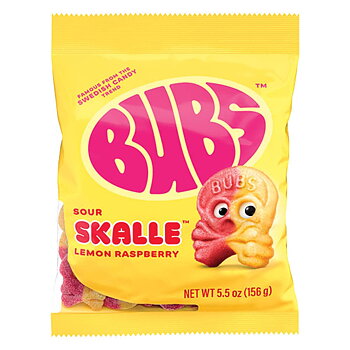 BUBS Lemon Raspberry Skalle 155 g – Sour Swedish Candy