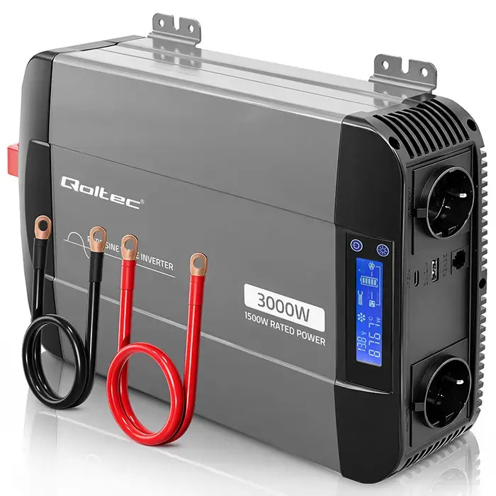 Omformare/Inverter 12V till 230V  - 1500/3000W - Ren sinus - QOLTEC