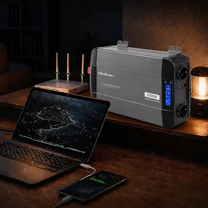 Omformare /Inverter12V till 230V - 2500/5000W - Ren sinus - QOLTEC - 7