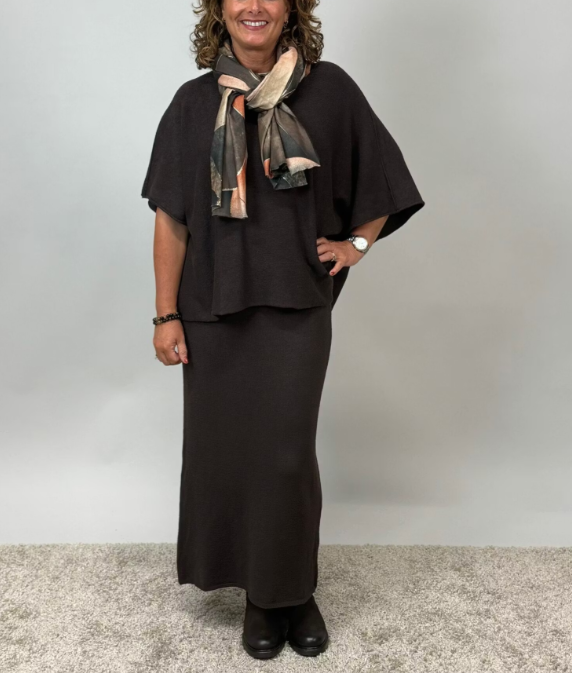 Celia stickad kjol brun one size - 3