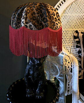 Lampskärm Frans Retro 35 - Leopard/Röd Lång Frans