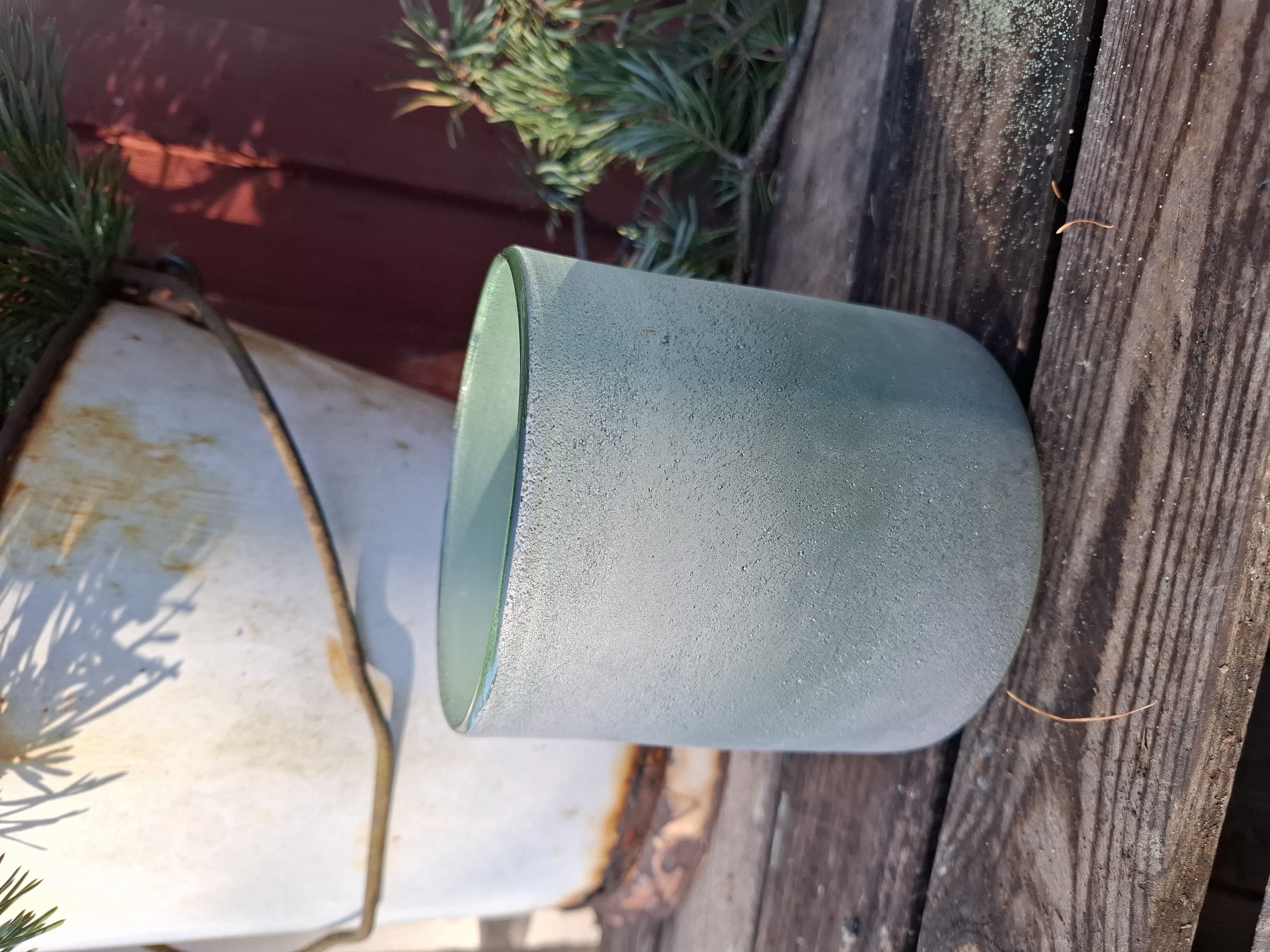 Ljuslykta i frostat glas -Grön
