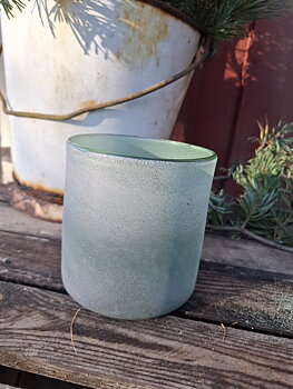Ljuslykta i frostat glas -Grön
